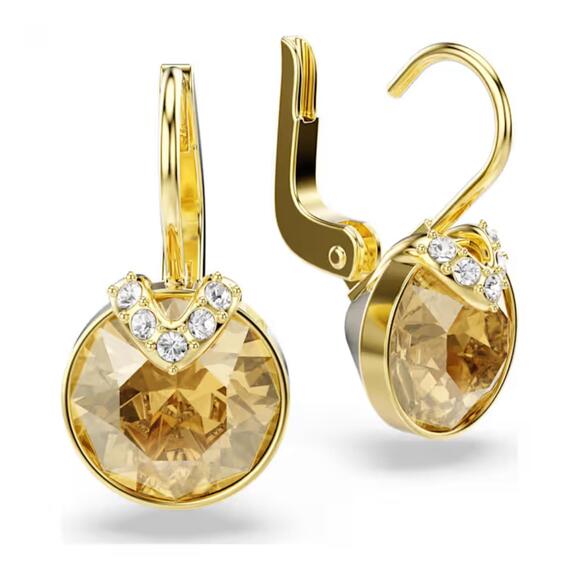 Swarovski Bella V Drop Earrings – Round Cut Gold-Tone Plated - Picture 5 of 6